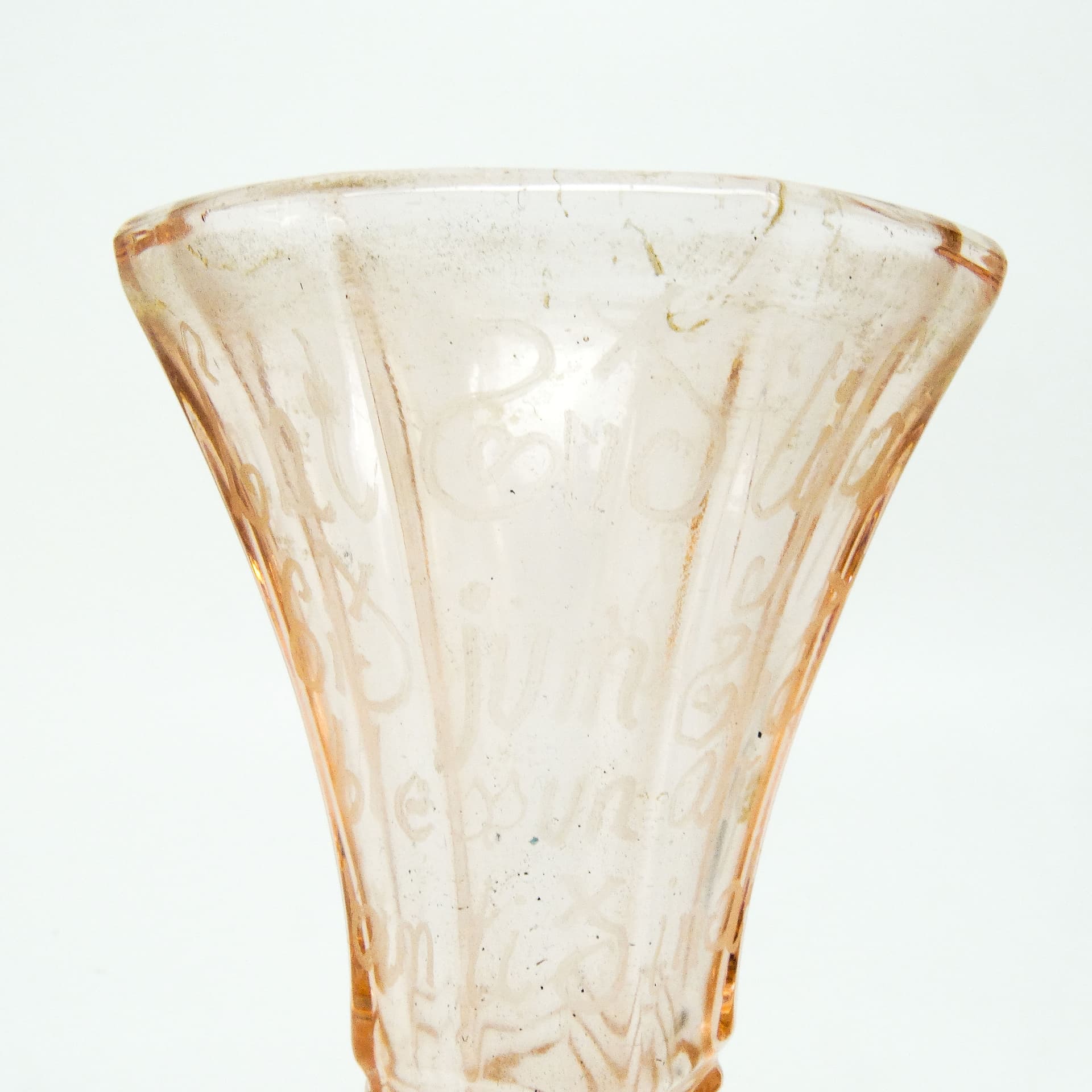 Wazon Art Deco, szkło prasowane rozalinowe, Szwecja, lata 60. - 114884