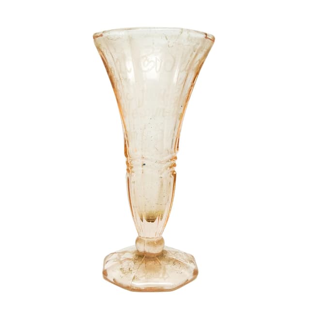 Wazon Art Deco, szkło prasowane rozalinowe, Szwecja, lata 60. - WYMIARY