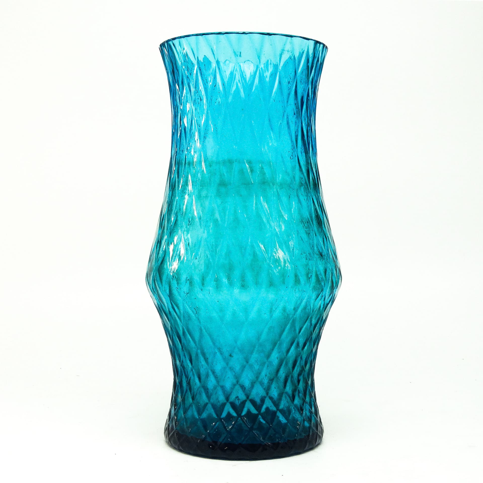 Wazon postmodernizm, szkło turkusowe, proj. Z. Horbowy, Polska, lata 70. - 114935