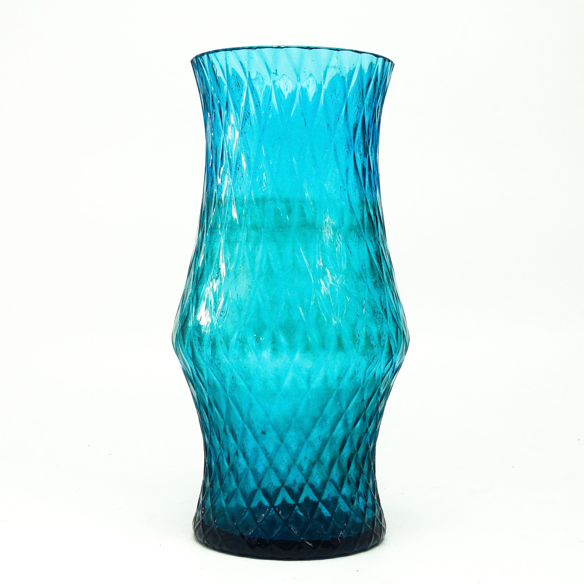 Wazon postmodernizm, szkło turkusowe, proj. Z. Horbowy, Polska, lata 70. - 114943