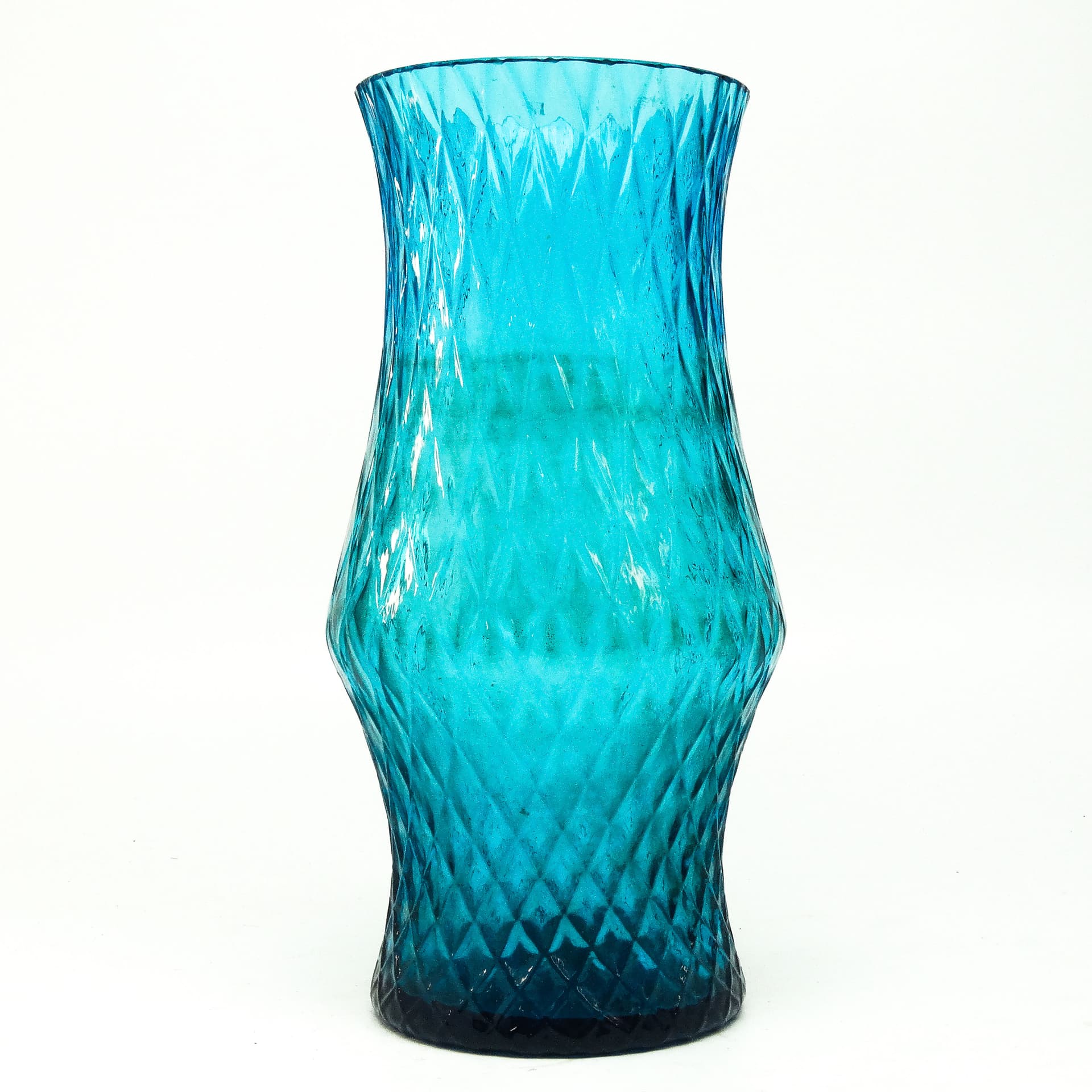 Wazon postmodernizm, szkło turkusowe, proj. Z. Horbowy, Polska, lata 70. - 114940