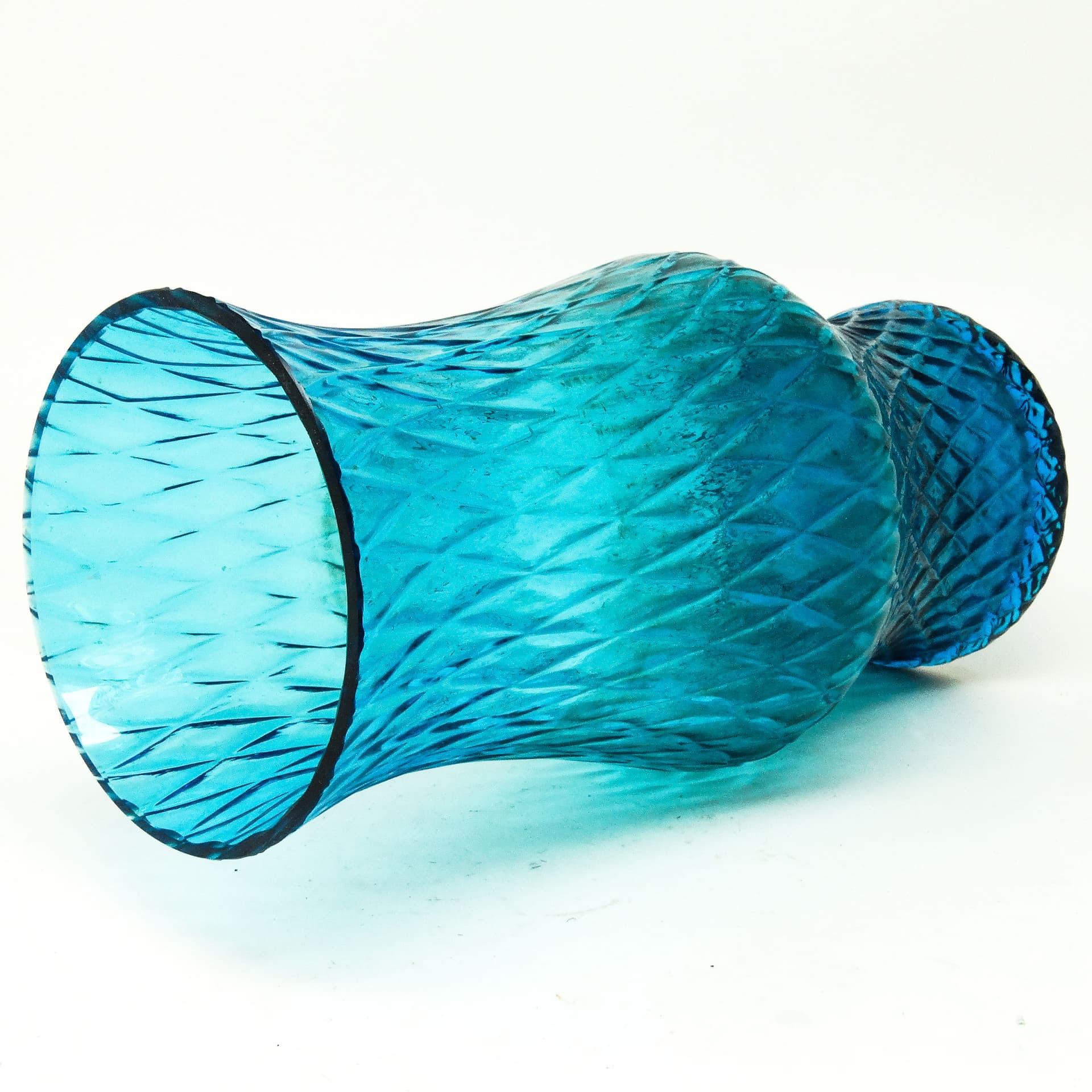 Wazon postmodernizm, szkło turkusowe, proj. Z. Horbowy, Polska, lata 70. - 114936