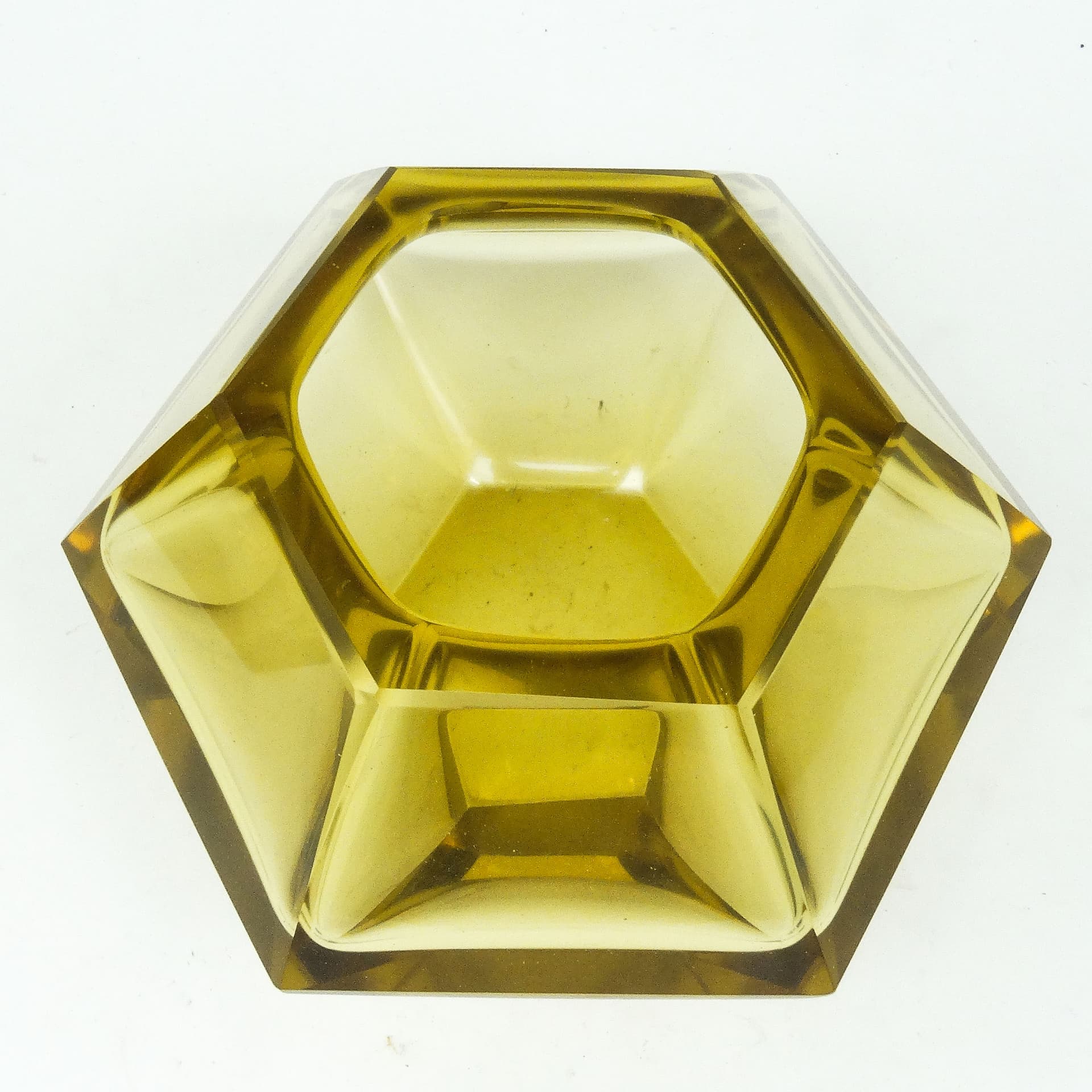 Wazon Art Deco, kryształ cytrynowy, proj. R. Hlousek, Moser, Czechosłowacja, lata 30. - 115117