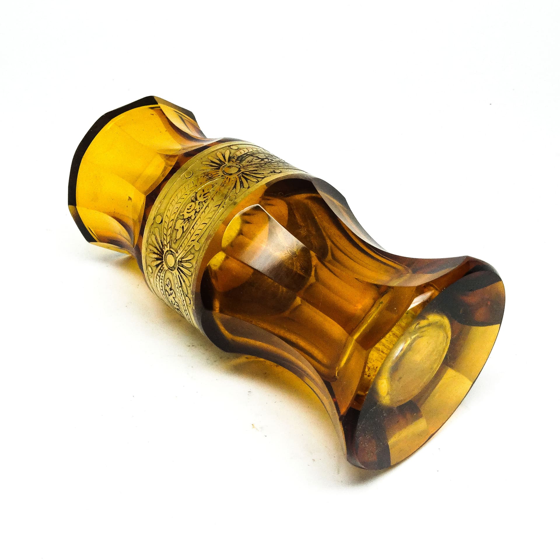 Wazon Art Deco, szkło miodowe oroplastyka, Moser, Czechosłowacja, lata 30. - 115167