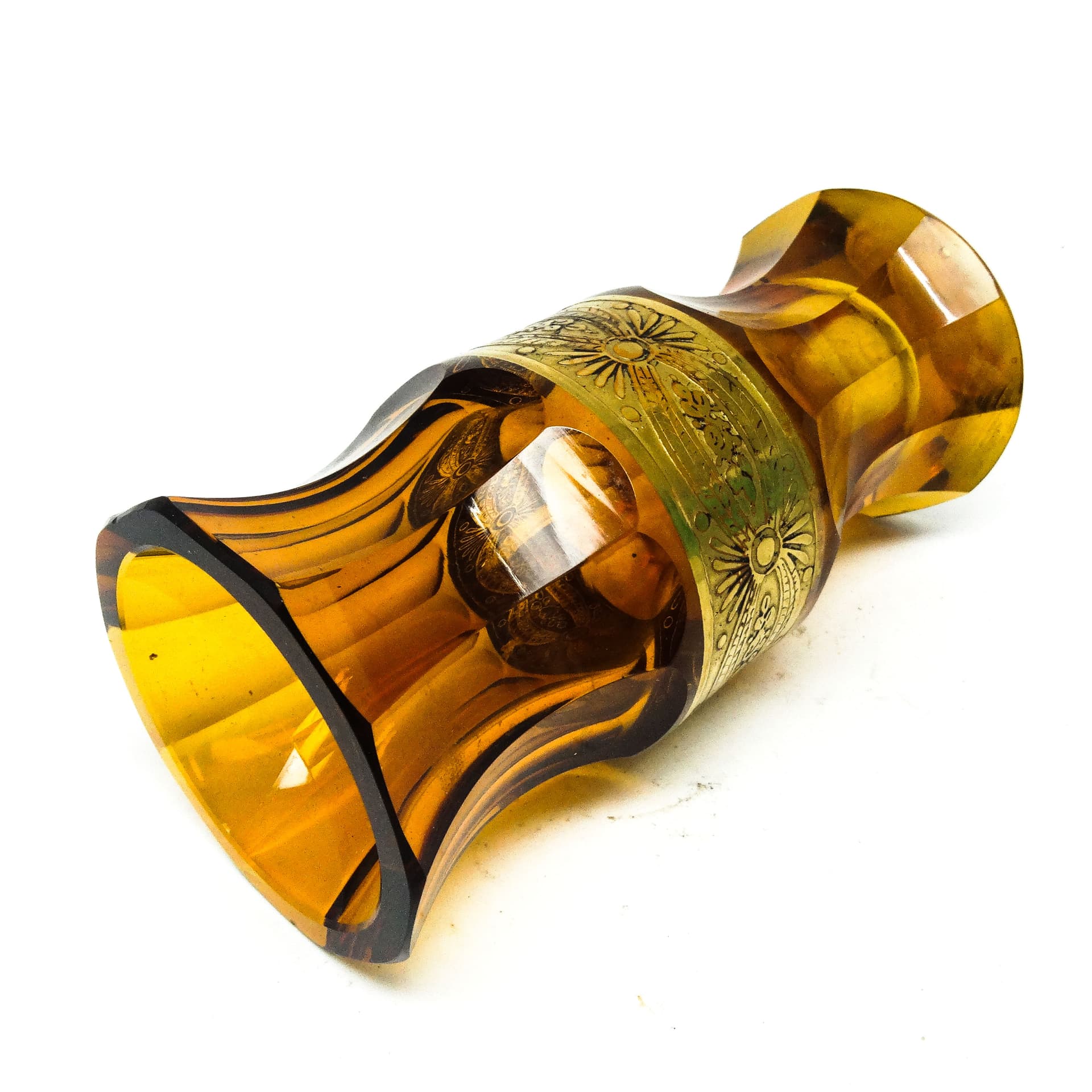 Wazon Art Deco, szkło miodowe oroplastyka, Moser, Czechosłowacja, lata 30. - 115168