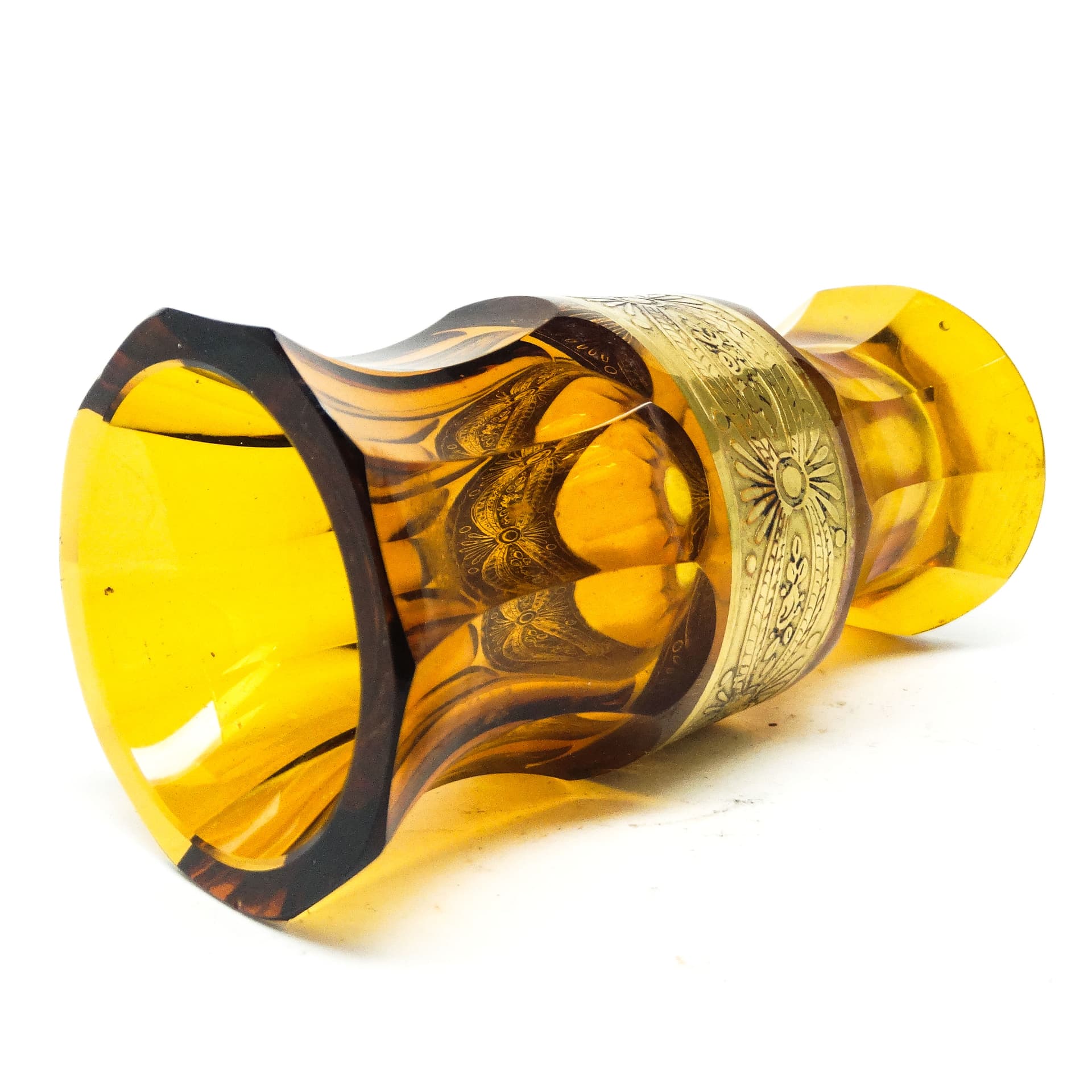 Wazon Art Deco, szkło miodowe oroplastyka, Moser, Czechosłowacja, lata 30. - 115166