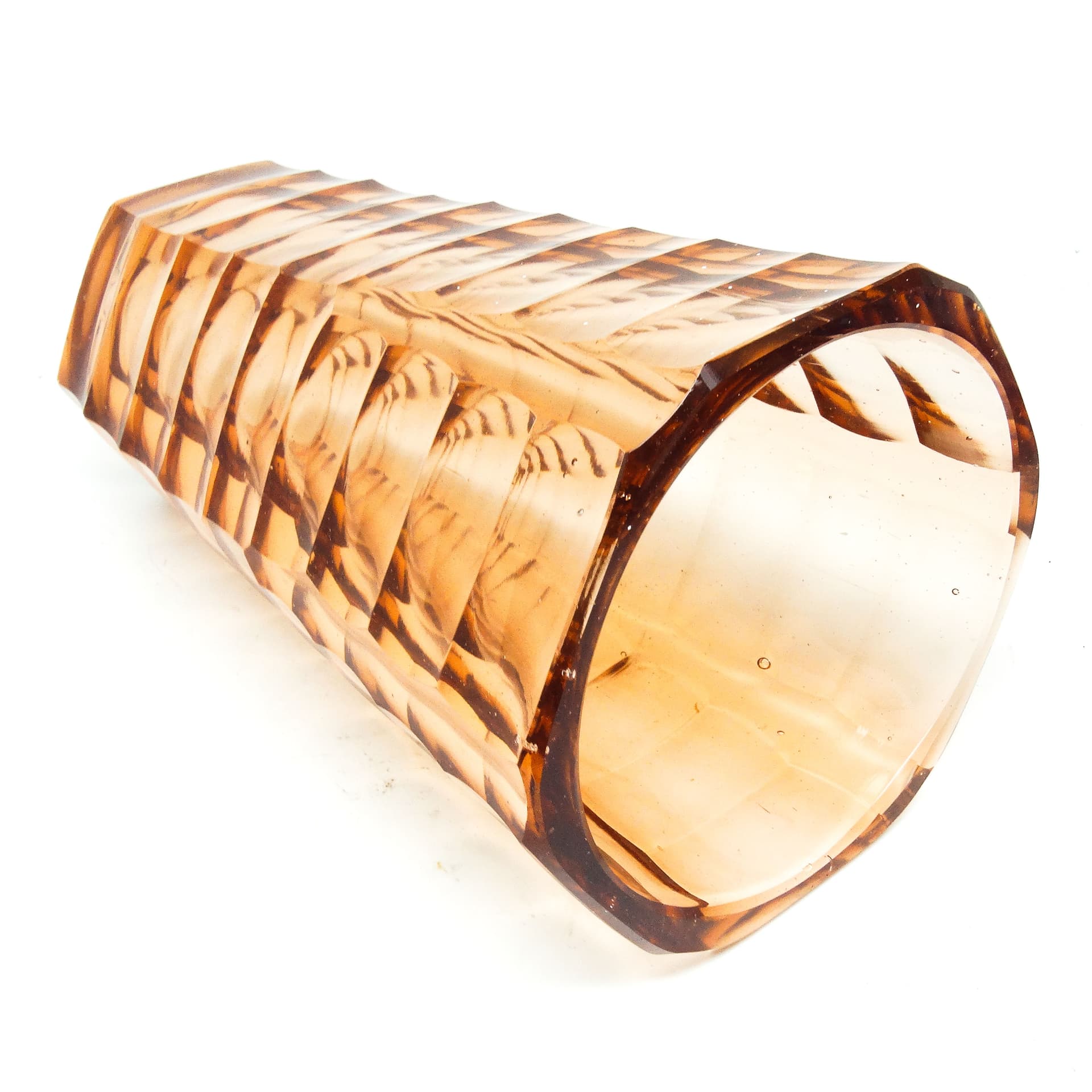 Wazon Art Deco, szkło kryształowe rozalinowe, Huta Zawiercie, Polska, lata 30. - 115198