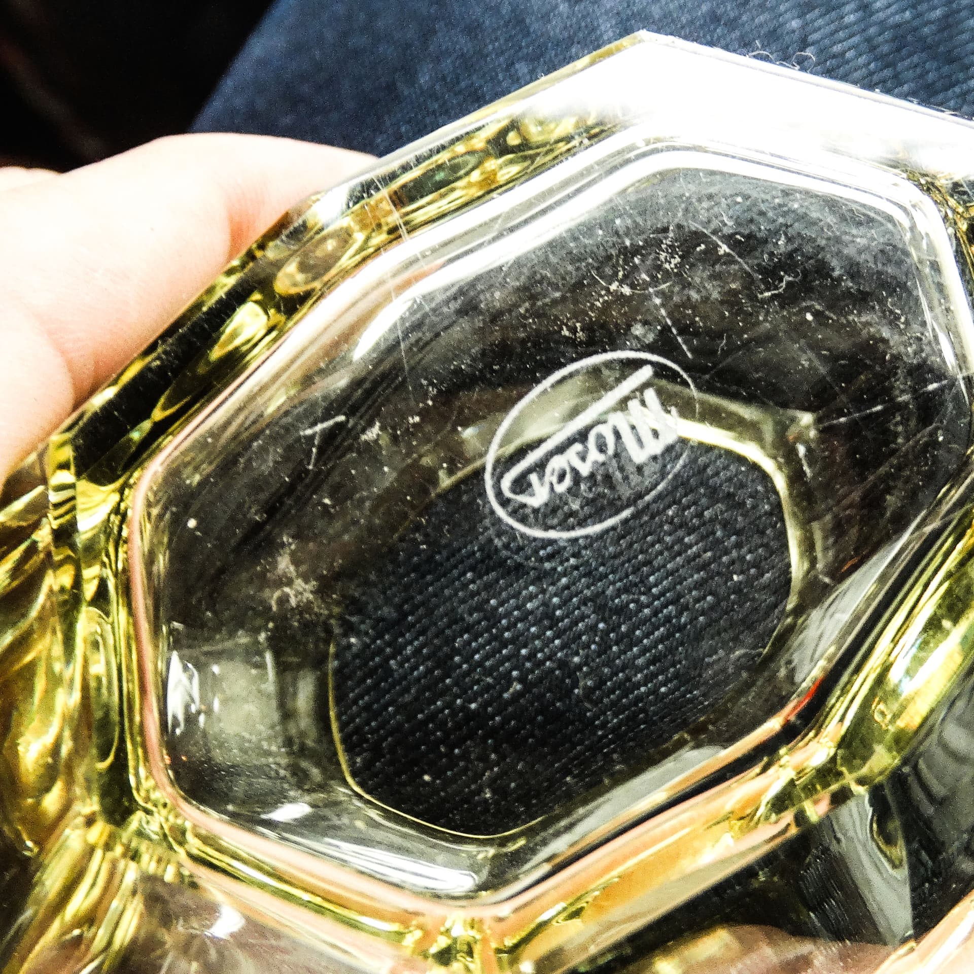 Przybornik biurkowy, Art Deco, kryształ żółty, Moser, Czechosłowacja, lata 30. - 115498