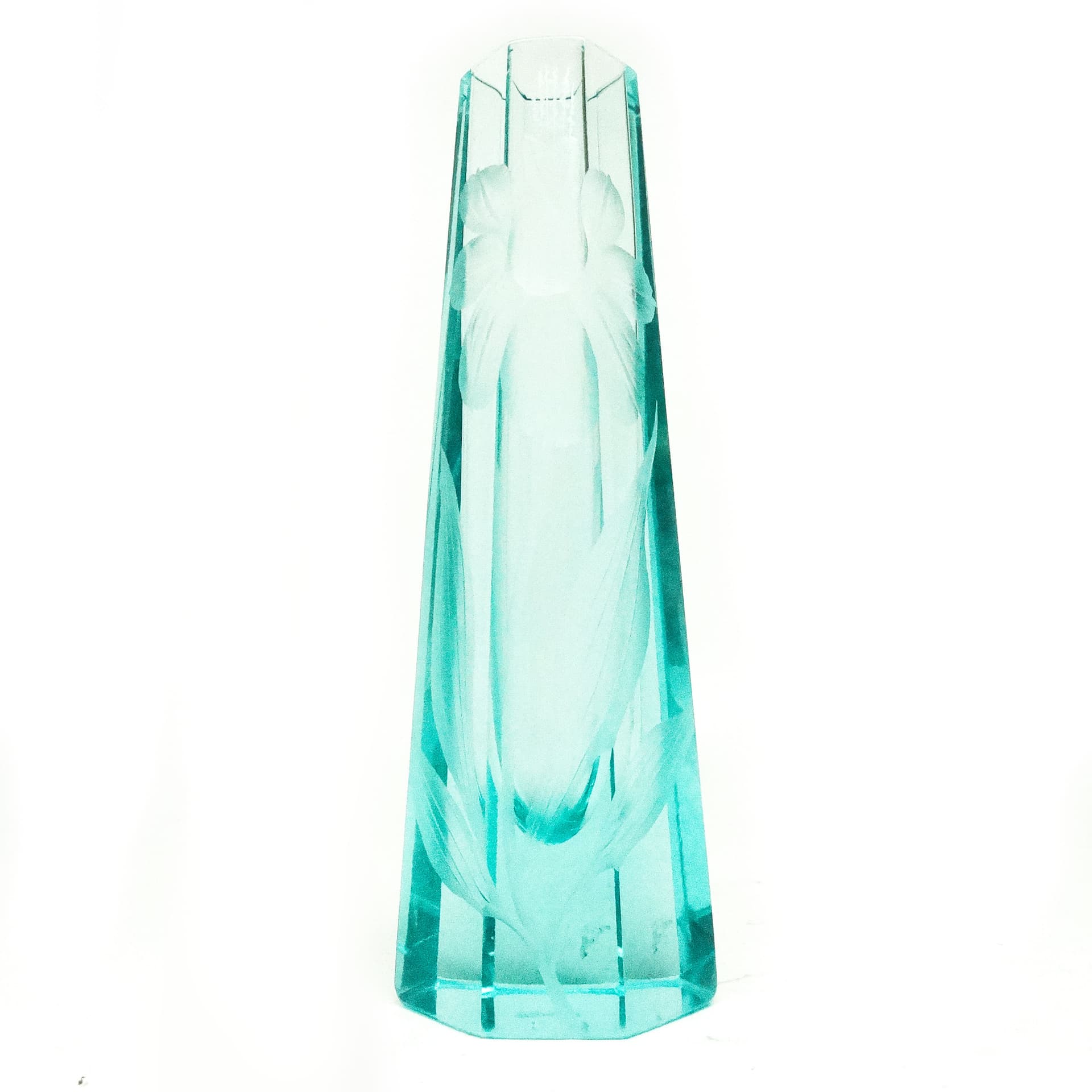 Wazon Art Nouveau, kryształ uranowy, Moser, Czechy, początek XX wieku - 115766