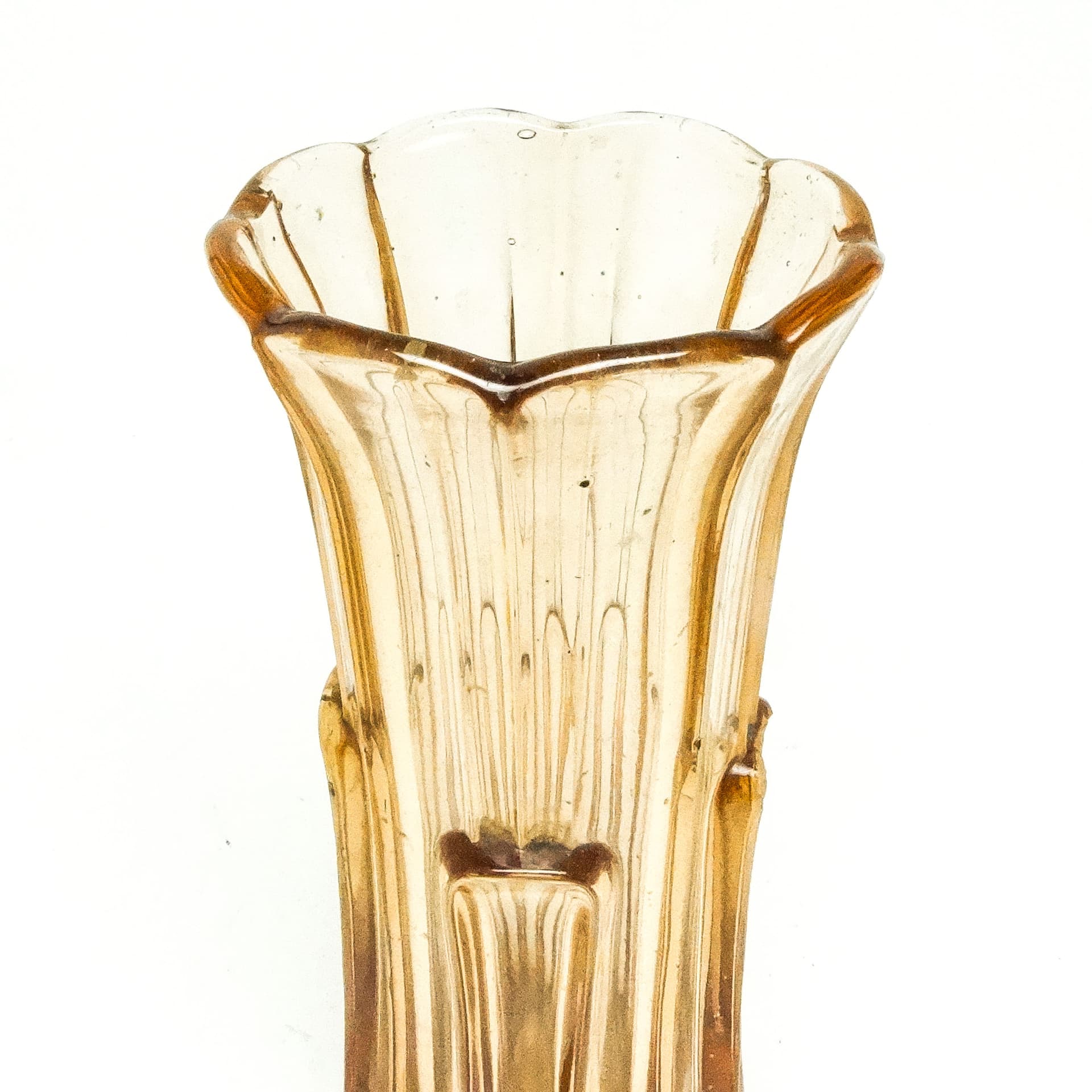 Wazon Art déco, szkło rozalinowe prasowane, Polska, lata 50. - 115818