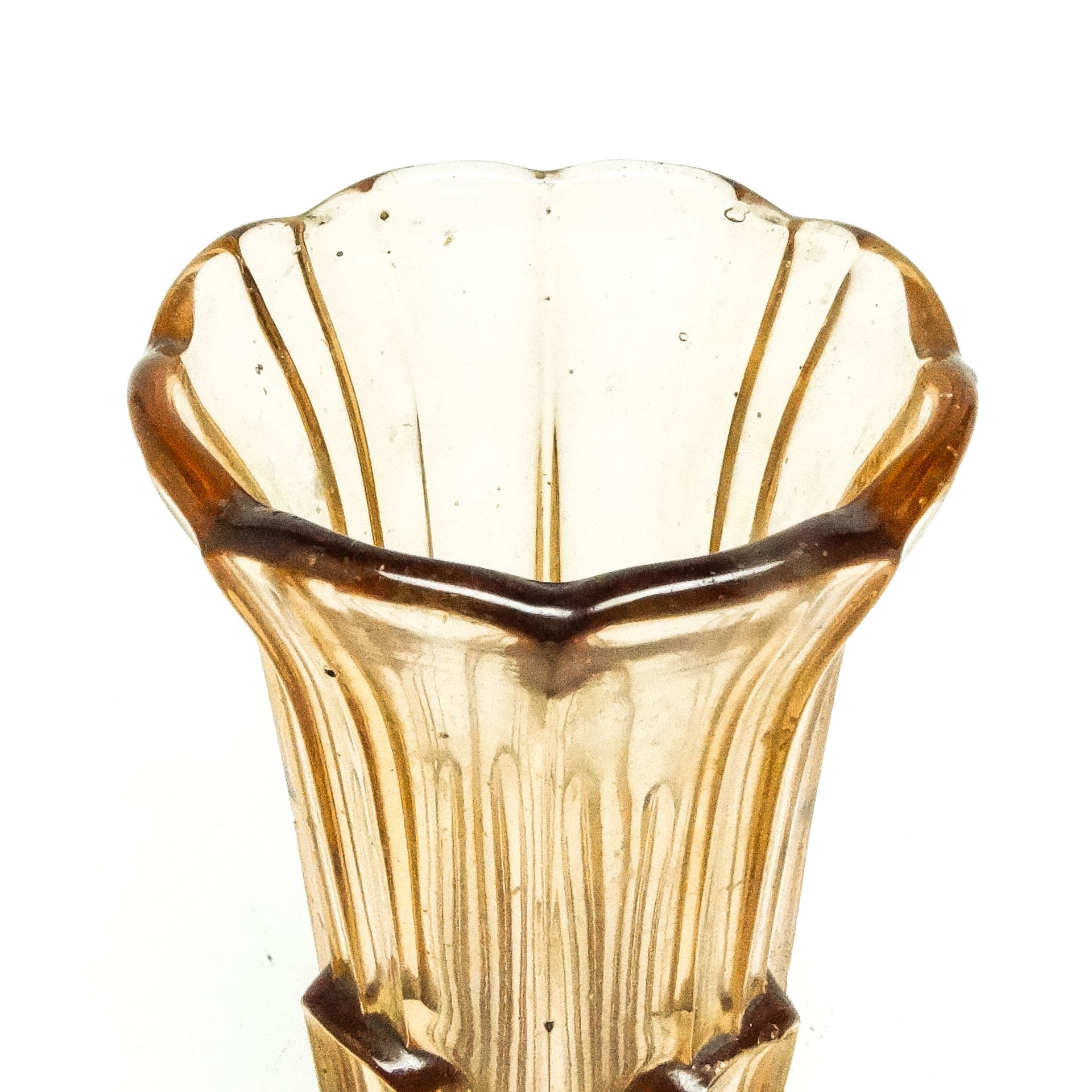 Wazon Art déco, szkło rozalinowe prasowane, Polska, lata 50. - 115816