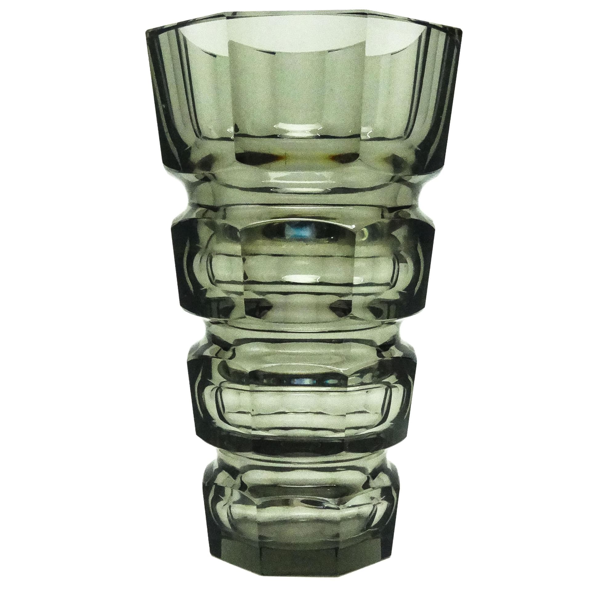 Wazon Art Deco, kryształ, proj. J. Hoffmann, Bohemia, Czechy, lata 30.