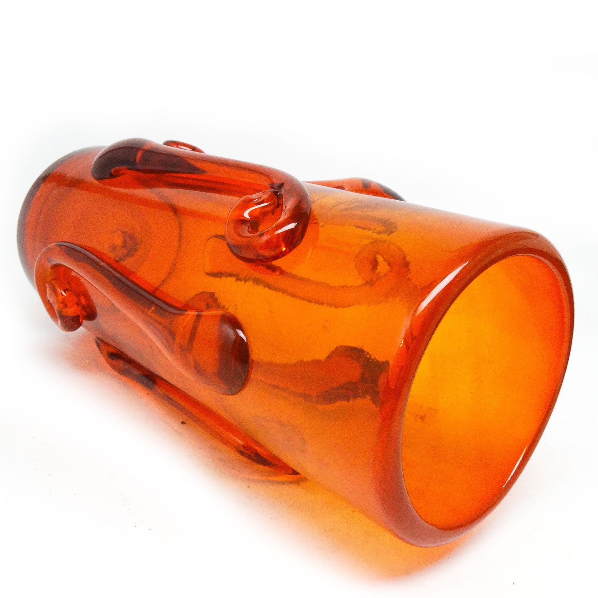 Wazon Postmodernizm, szkło pomarańcz, proj. J. Słuczan-Orkusz, Polska, lata 70. - 116114