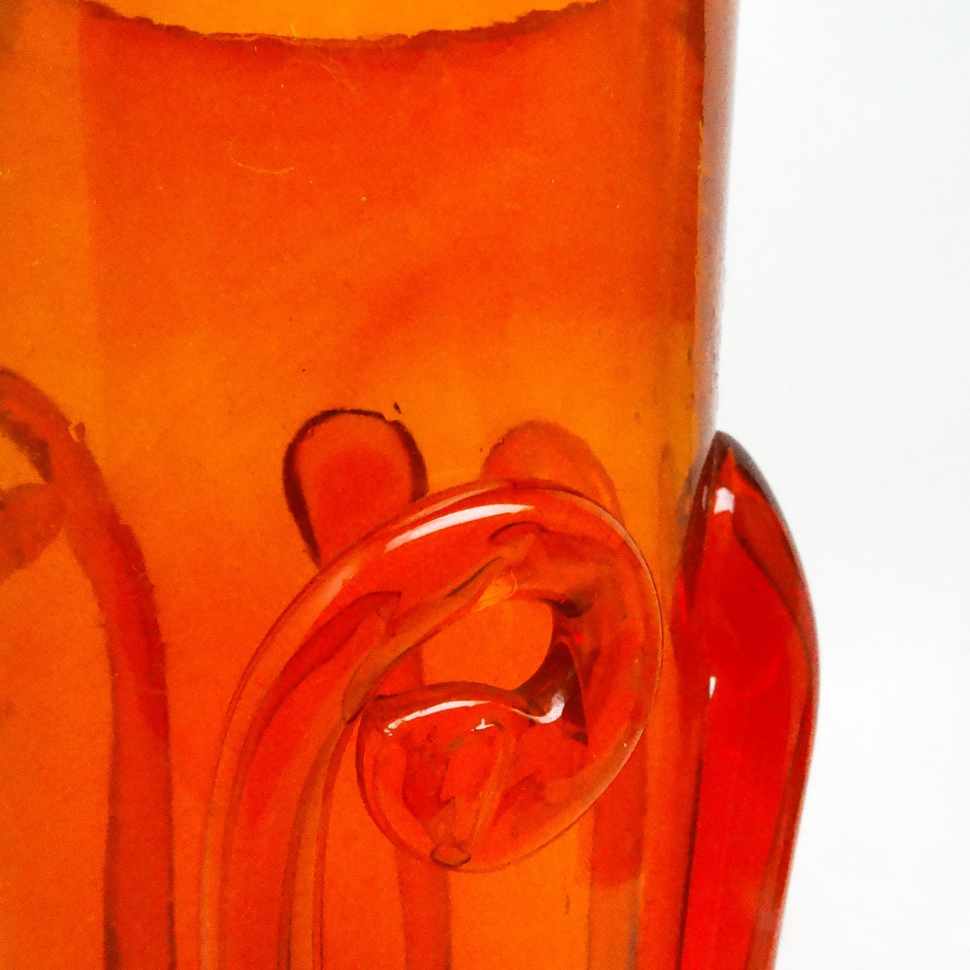 Wazon Postmodernizm, szkło pomarańcz, proj. J. Słuczan-Orkusz, Polska, lata 70. - 116117