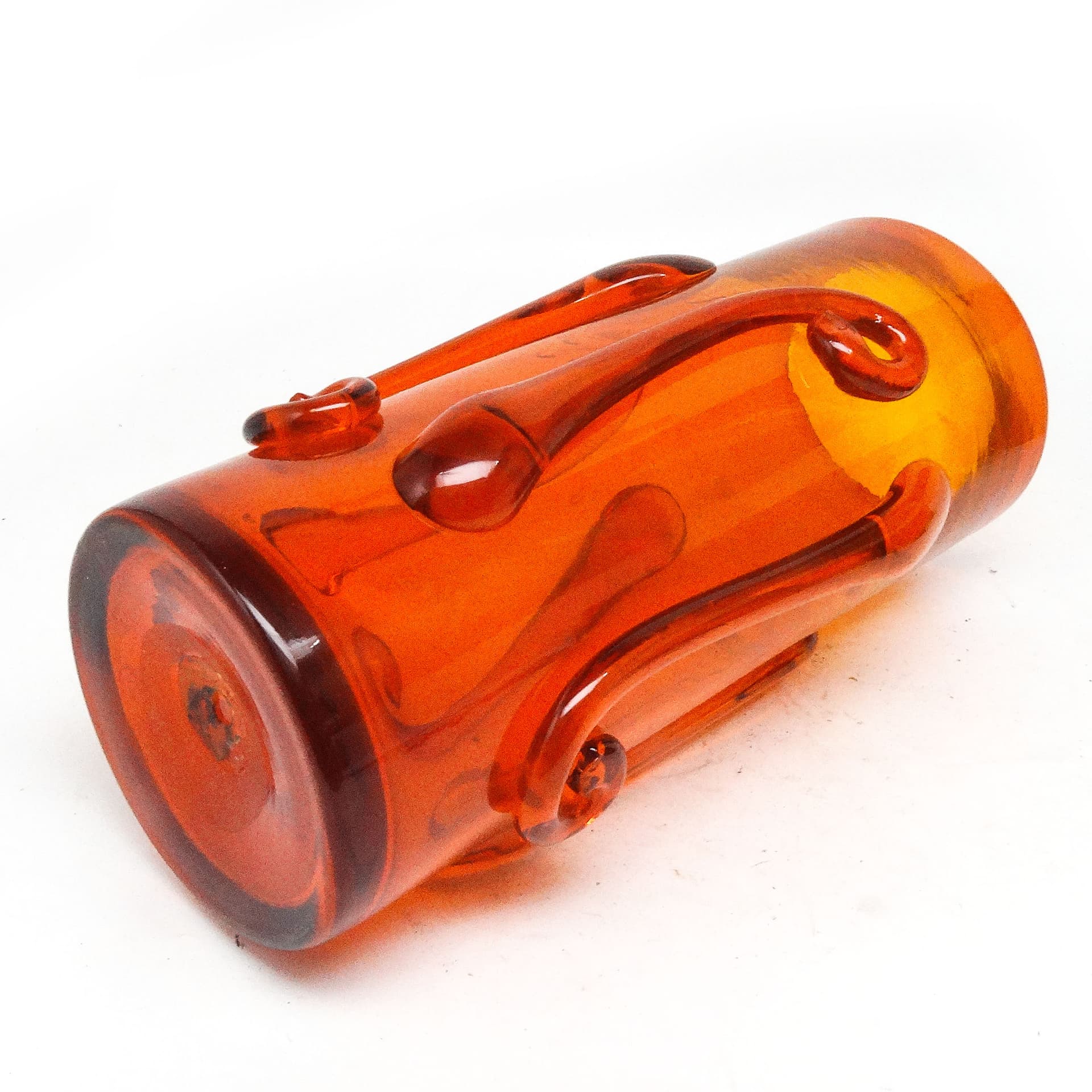 Wazon Postmodernizm, szkło pomarańcz, proj. J. Słuczan-Orkusz, Polska, lata 70. - 116111