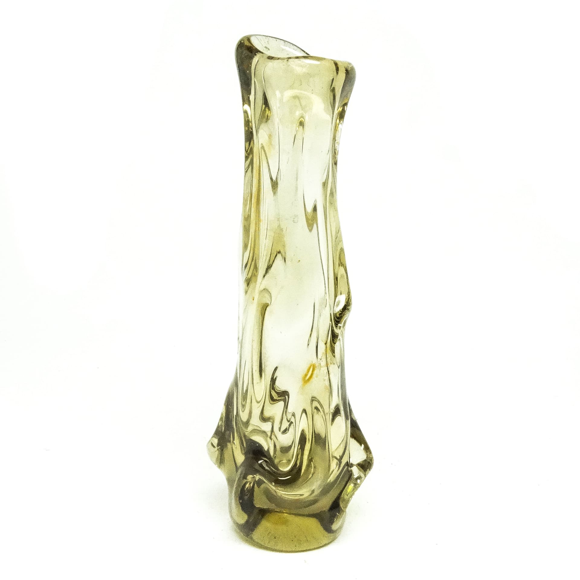 Wazon postmodernizm, szkło żółte, Polska, lata 70. - 116219