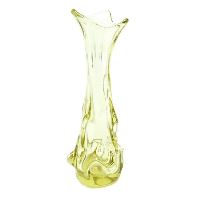 Wazon postmodernizm, szkło żółte, Polska, lata 70. - WYMIARY