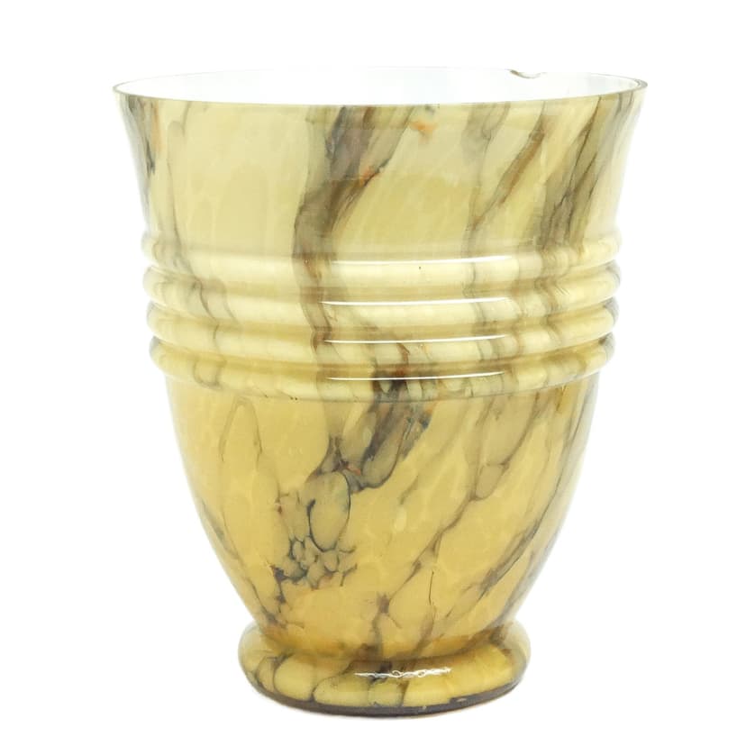 Wazon Art Deco, szkło marmurkowe, Czechosłowacja, lata 30.