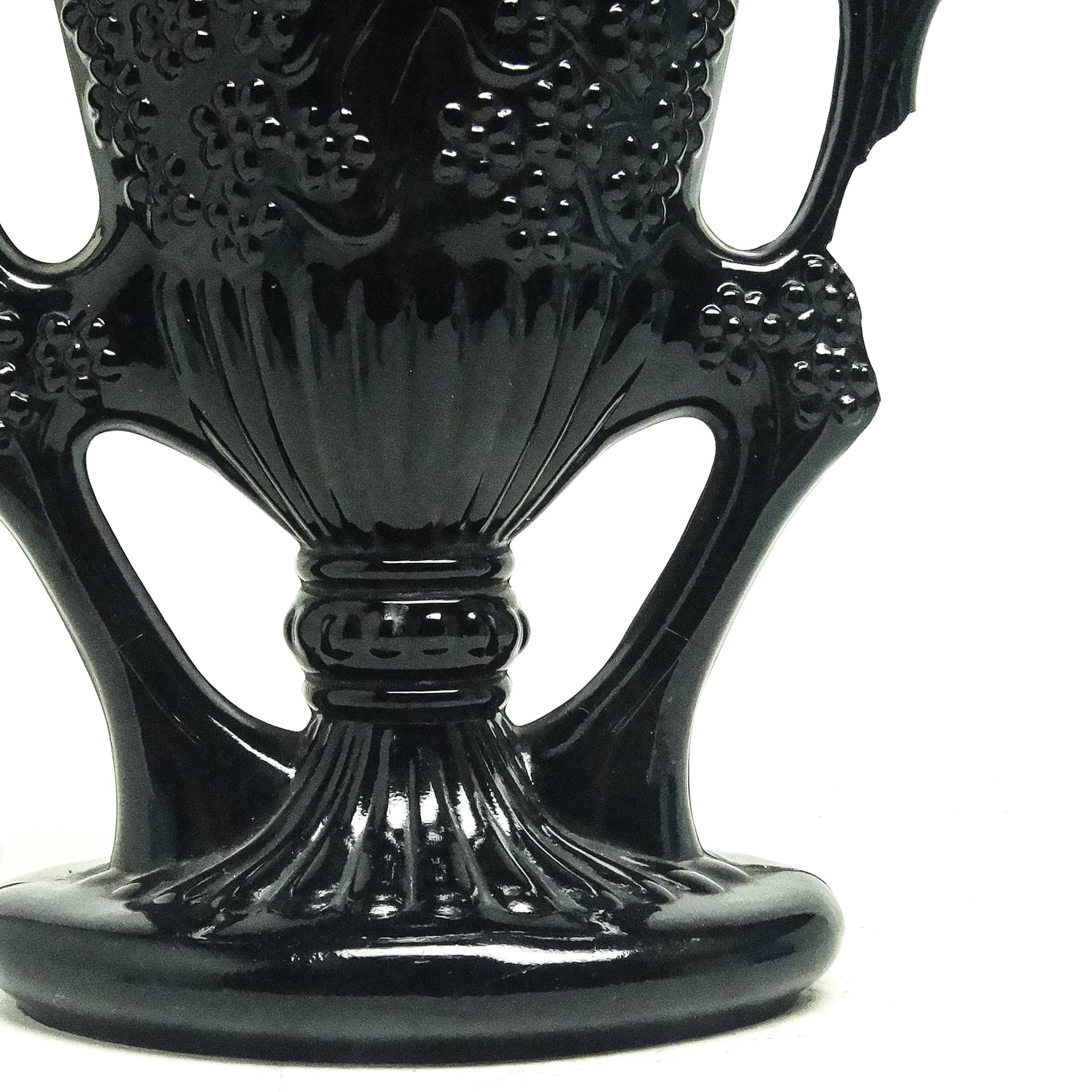 Wazon eklektyczny, szkło hialitowe czarne, Ząbkowice, Polska, lata 70. - 116272