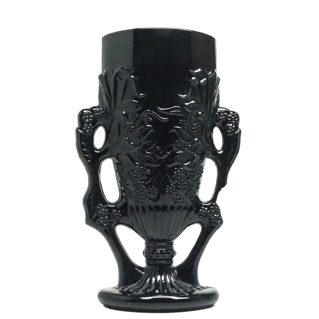 Wazon eklektyczny, szkło hialitowe czarne, Ząbkowice, Polska, lata 70. - WYMIARY