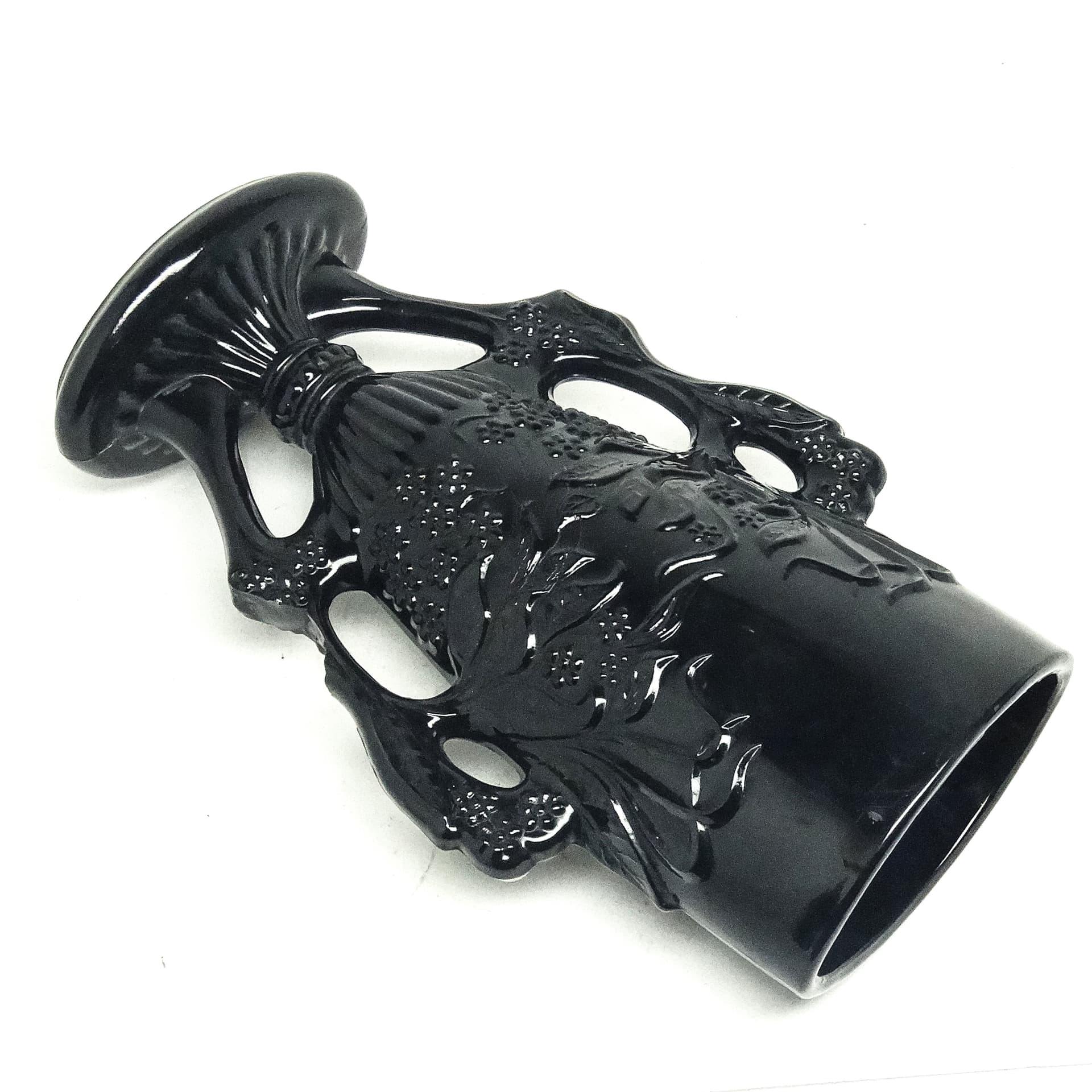 Wazon eklektyczny, szkło hialitowe czarne, Ząbkowice, Polska, lata 70. - 116273