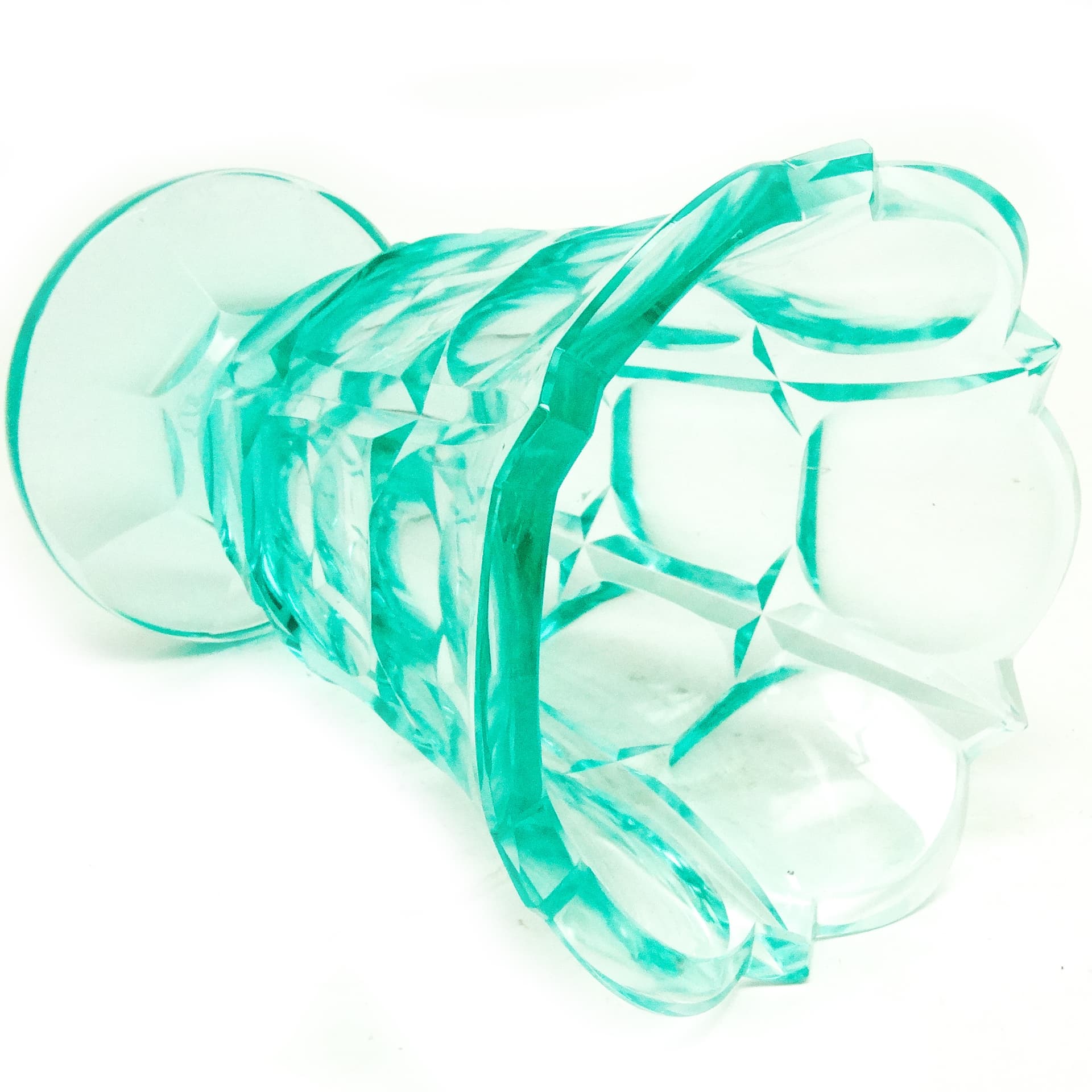 Wazon Art Deco, kryształ uranowy, Moser, Czechosłowacja, lata 30. - 124140