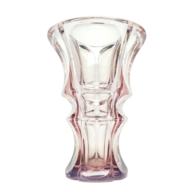 Wazon Art Deco, kryształ różowy, Czechy, lata 30. - WYMIARY