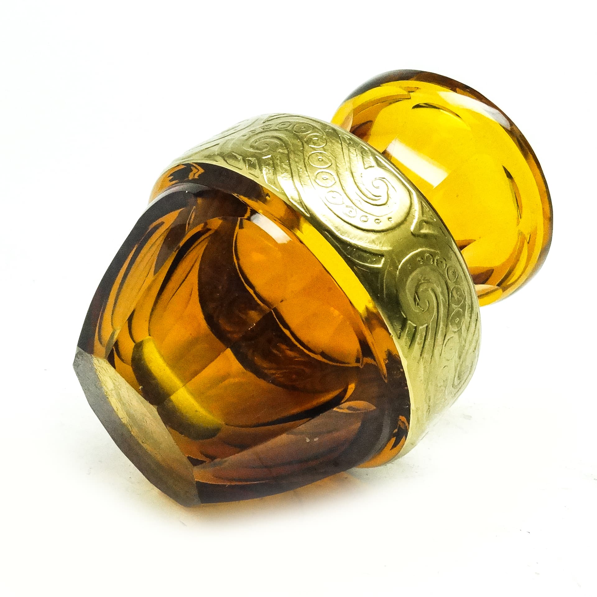 Art Deco vase, honey crystal oroplastic, Moser, Czechoslovakia, 1930s. - 116408