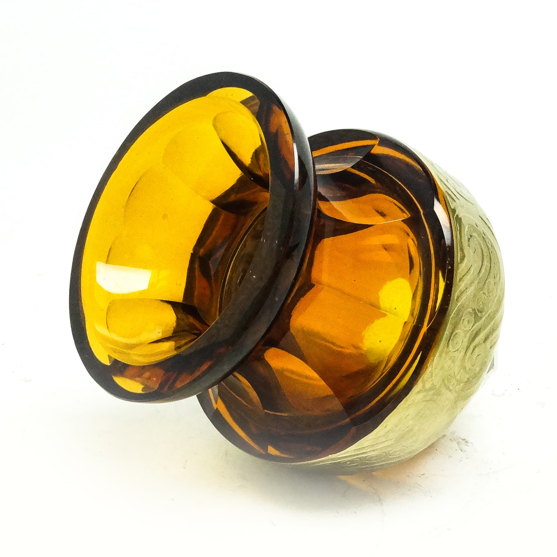 Art Deco vase, honey crystal oroplastic, Moser, Czechoslovakia, 1930s. - 116409