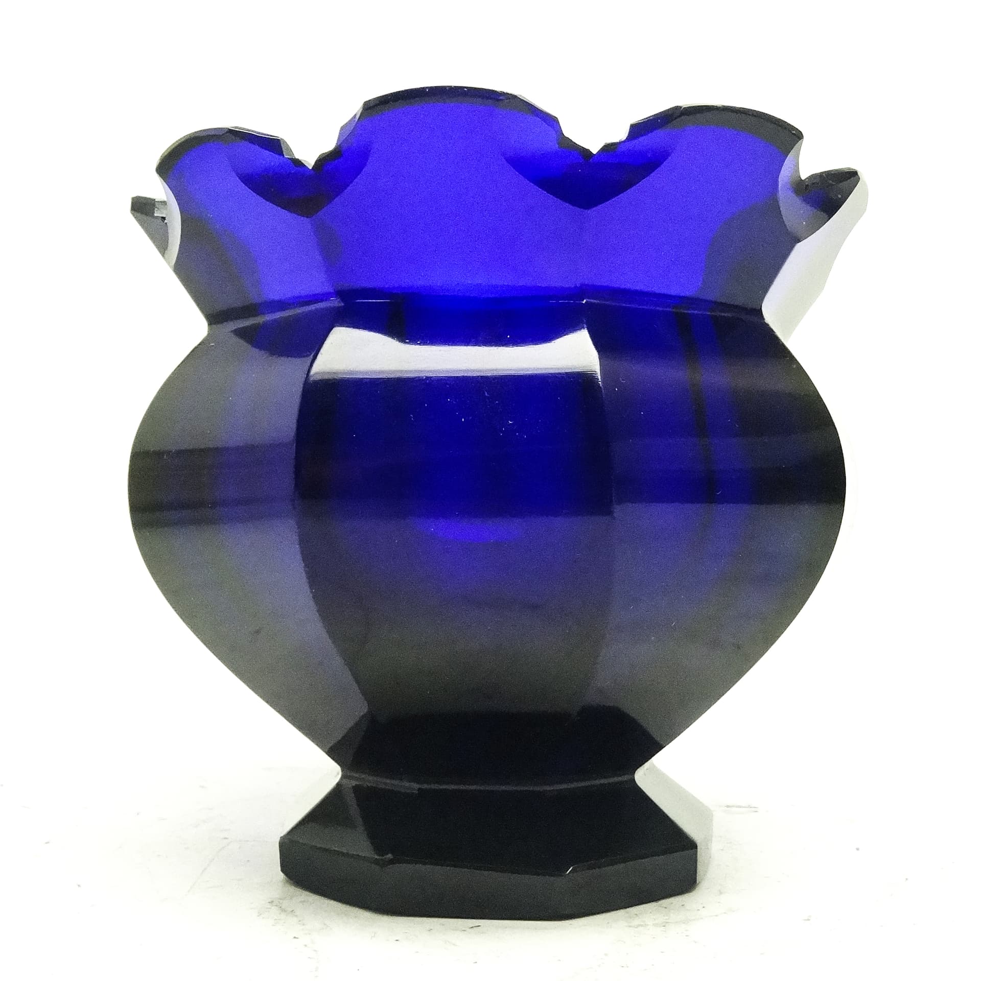 Wazon Biedermeier, szkło kobaltowe, Czechy, XIX w. - 116444