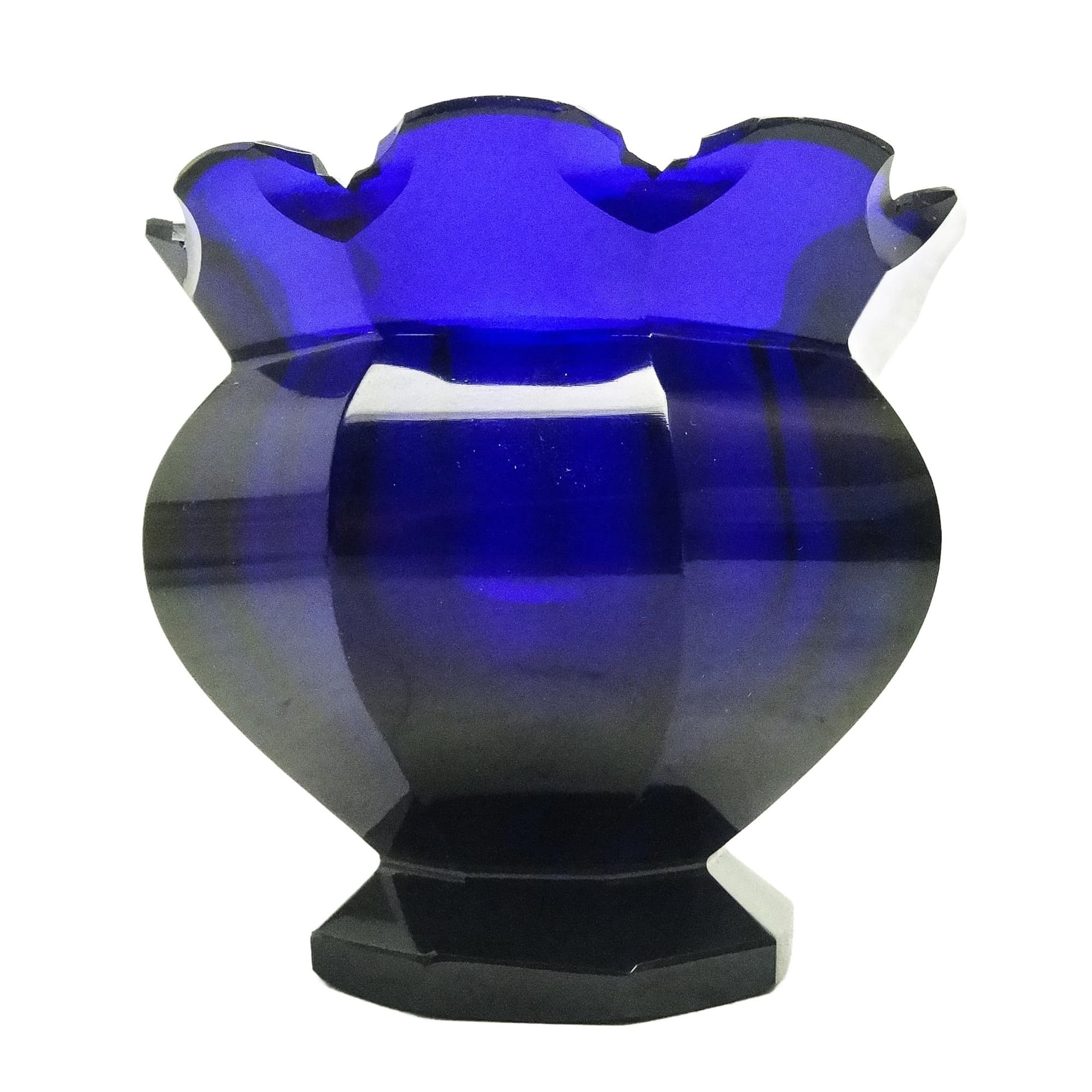 Wazon Biedermeier, szkło kobaltowe, Czechy, XIX w.