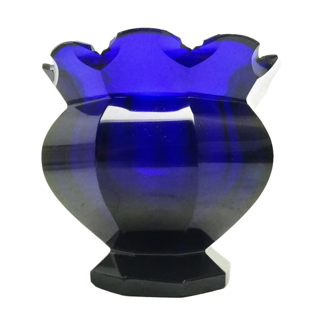 Wazon Biedermeier, szkło kobaltowe, Czechy, XIX w. - WYMIARY