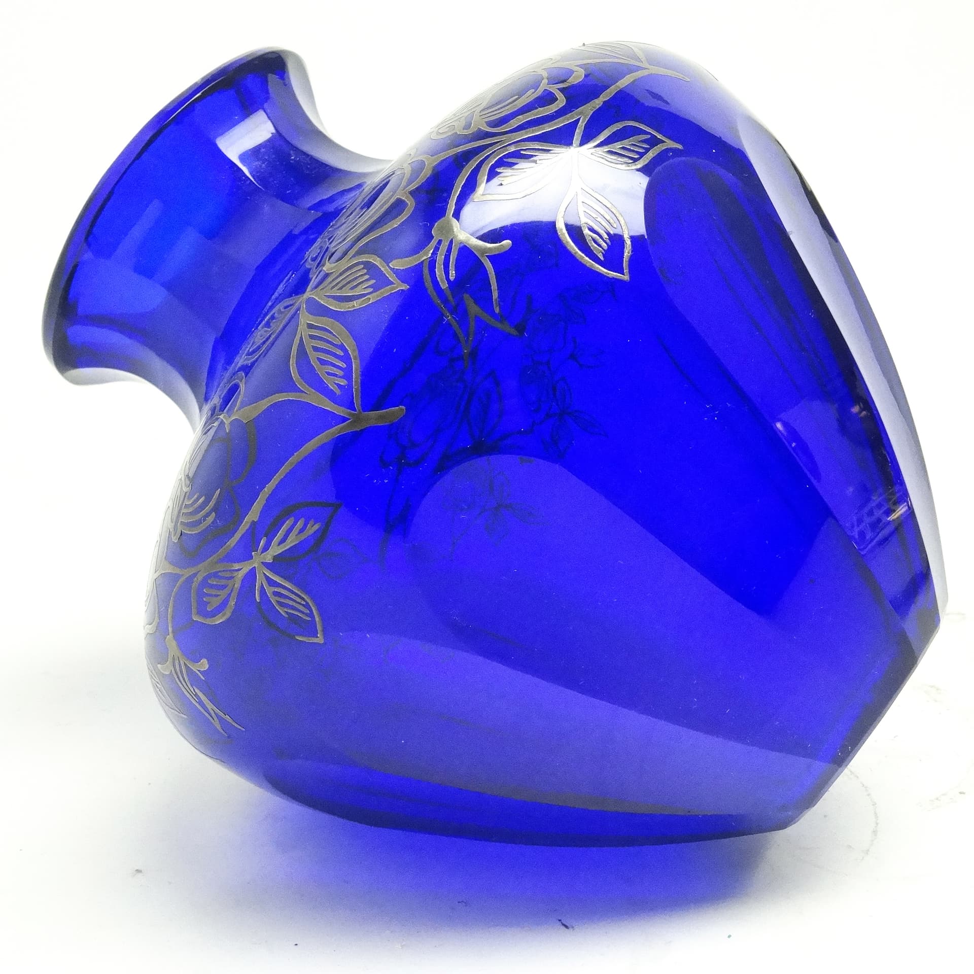 Wazon art déco, kryształ kobaltowy, Huta Józefina, Polska, lata 30. - 125959