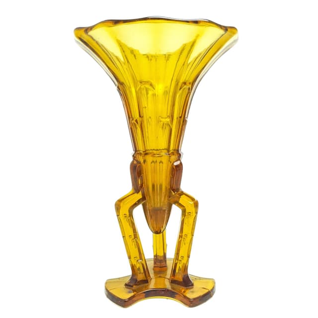 Wazon Art Deco, szkło żółte, Huta Stolzle, Czechosłowacja, lata 30. - WYMIARY