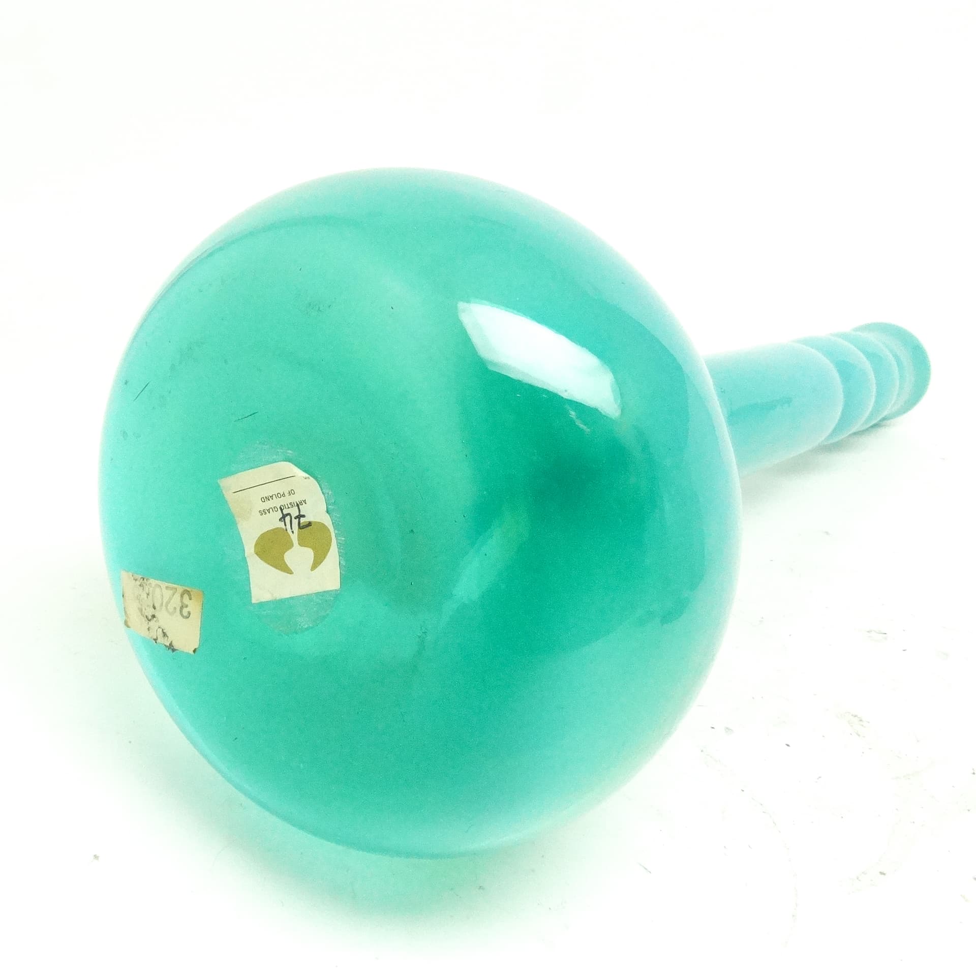 Wazon modernizm, szkło turkus, proj. J. Słuczan-Orkusz, Polska, lata 70. - 117090