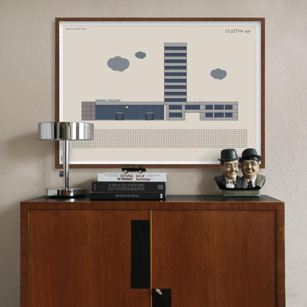 Plakat Dworzec PKP i PKS / Olsztyn 70x50, aut. K. Jasińska, GRA-FIKA - 122814
