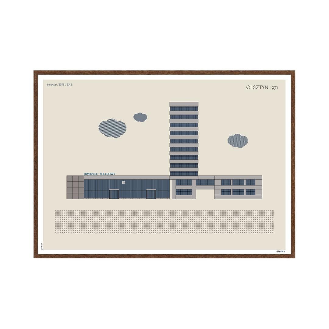 Plakat Dworzec PKP i PKS / Olsztyn 70x50, aut. K. Jasińska, GRA-FIKA - 124251