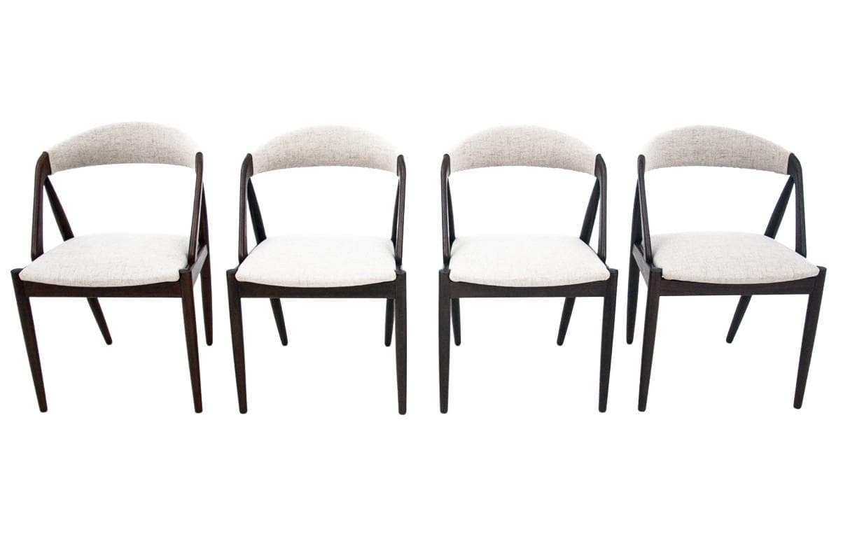 Tekowe krzesła, proj. K. Kristiansen, Dania, lata 60.