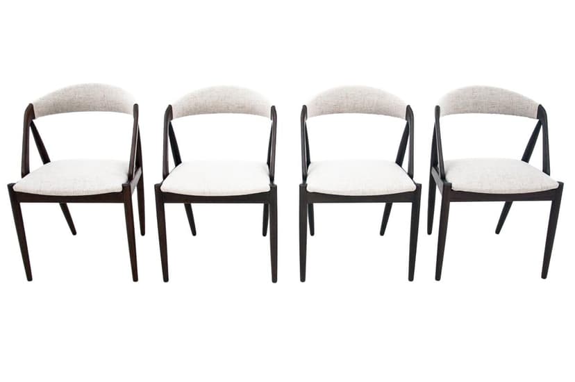 Tekowe krzesła, proj. K. Kristiansen, Dania, lata 60.