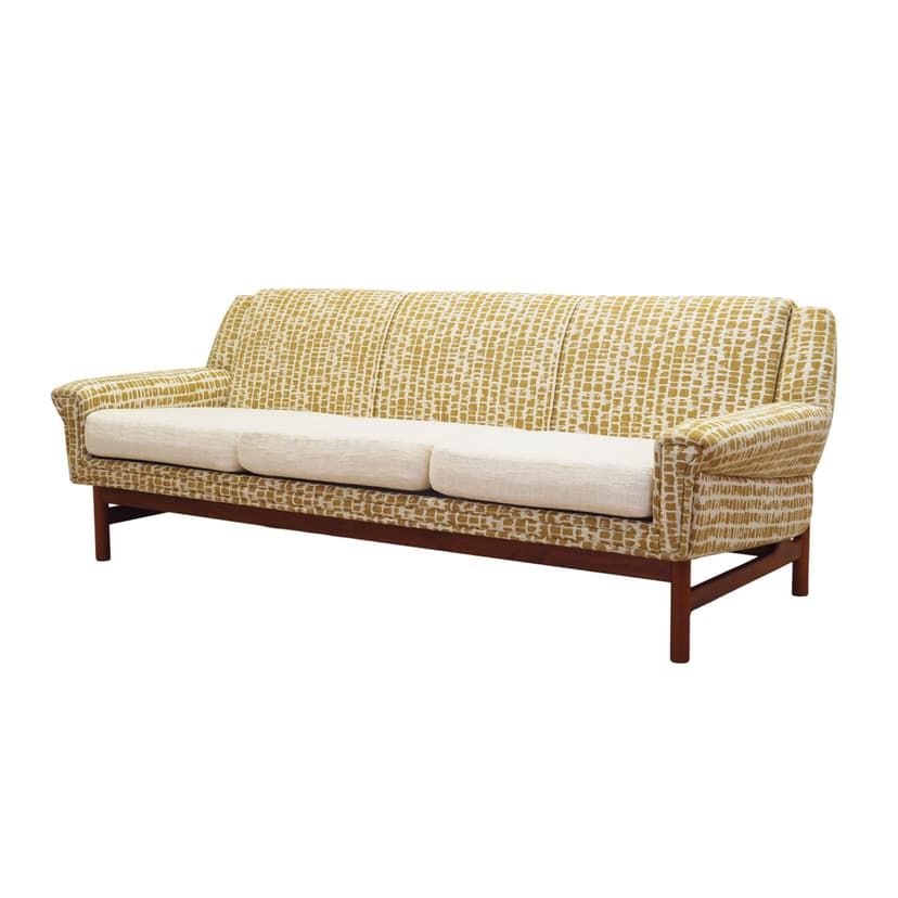 Sofa trzyosobowa, multikolor, tkanina, drewno, Dania, lata 70.