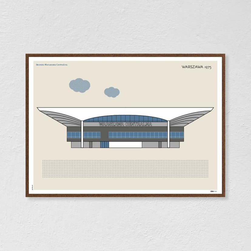 Plakat Dworzec Centralny / Warszawa 70x50 cm, aut. K. Jasińska, GRA-FIKA
