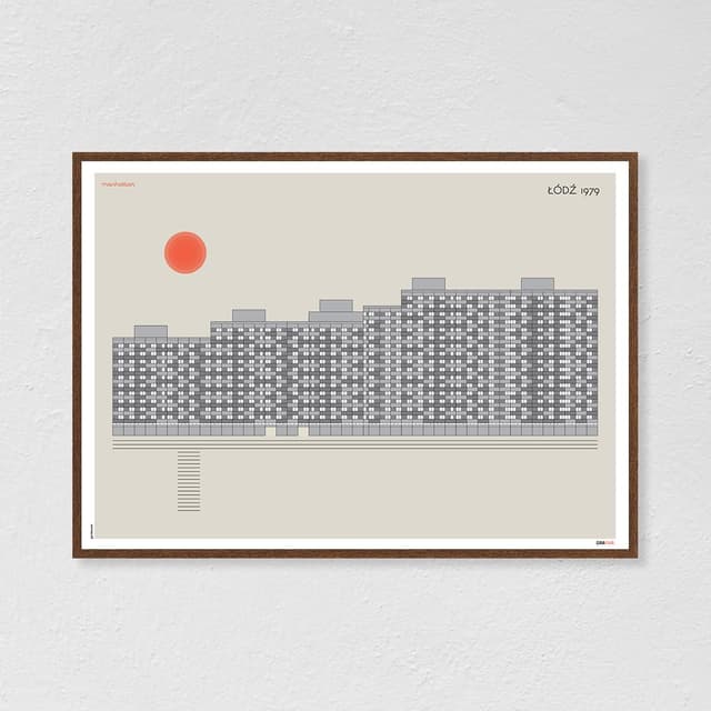 Plakat Manhattan / Łódź 70x50, aut. K. Jasińska, GRA-FIKA - WYMIARY