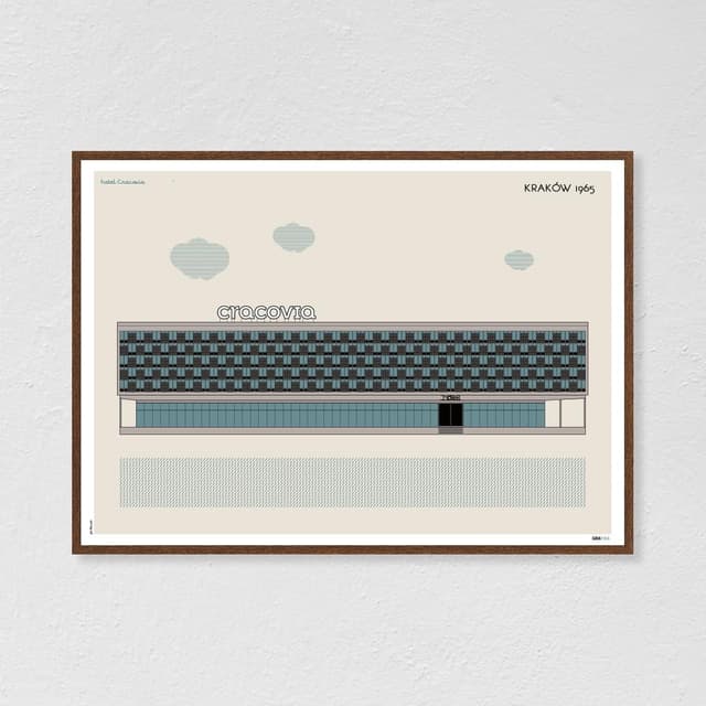 Plakat Hotel Cracovia / Kraków 70x50, aut. K. Jasińska, GRA-FIKA - WYMIARY