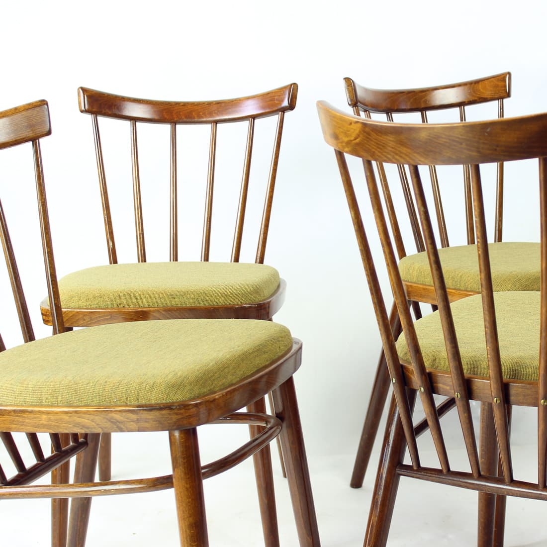 set of four dining chairs, dark brown wood, Tatra Nabytok, Czechoslovakia, 1960s - 123752