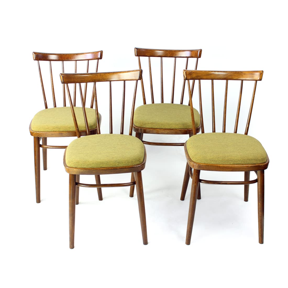 set of four dining chairs, dark brown wood, Tatra Nabytok, Czechoslovakia, 1960s - 123754