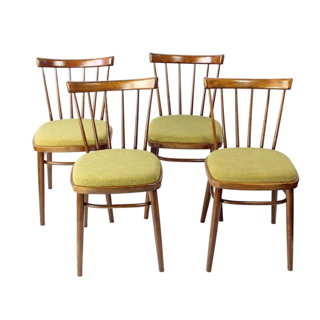 set of four dining chairs, dark brown wood, Tatra Nabytok, Czechoslovakia, 1960s - DIMENSION