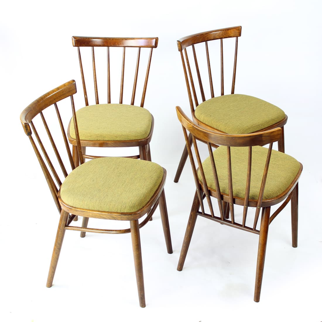 set of four dining chairs, dark brown wood, Tatra Nabytok, Czechoslovakia, 1960s - 123753