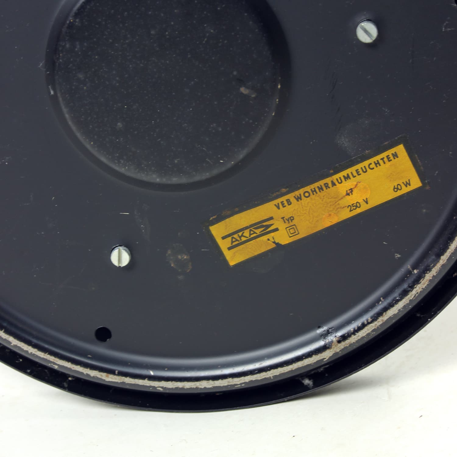 Lampa podłogowa, kremowy plastik, metal czarny, VEB Wohnraumleuchten, Niemcy, lata 70. - 123842