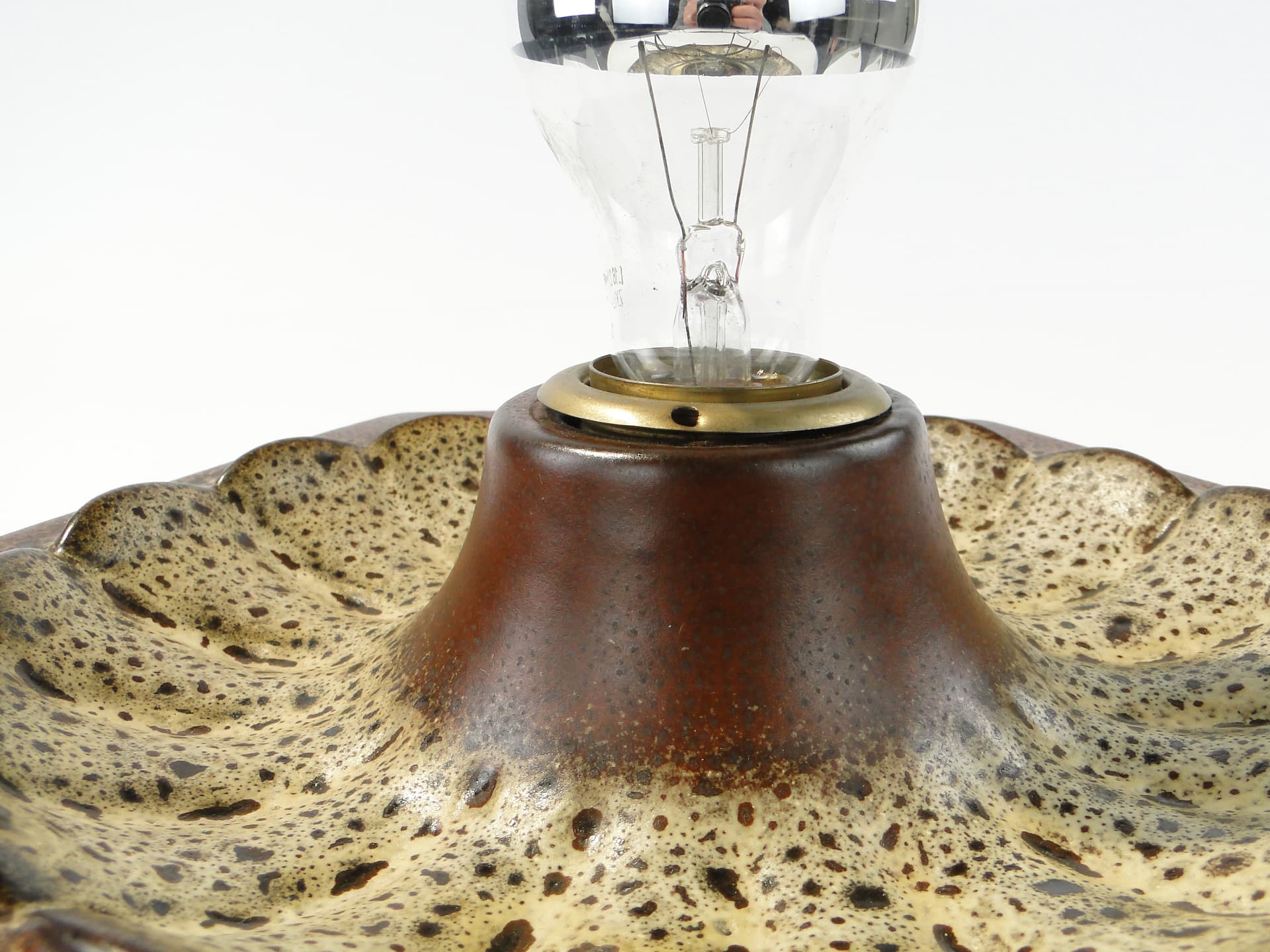 Kinkiet kaflowy brązowy ceramika glazurowana Mid-Century Modern l.50 - 123973