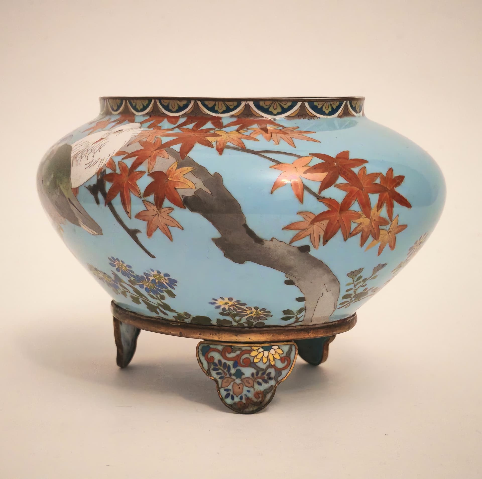 Jardinière, blue enamel, brass, Japan, 19th c. - 124112